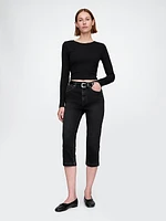 High Rise Cropped Capri Jeans