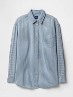 Railroad Striped Denim Big Shirt