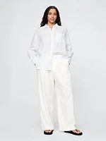 365 High Rise Linen-Blend Trousers