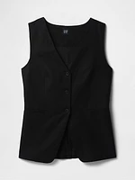 Linen-Blend Longline Vest