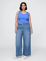 Mid Rise UltraSoft Pleated Easy Baggy Jeans