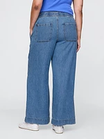 Mid Rise UltraSoft Pleated Easy Baggy Jeans