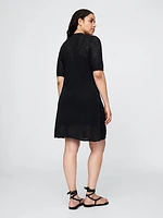 Linen-Blend Pointelle Dress