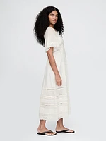 Lace-Trim Midi Dress