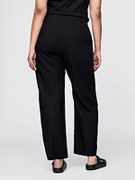 Linen-Blend Relaxed Straight Ankle Pants