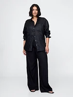 365 High Rise Linen-Blend Trousers