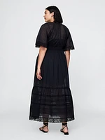 Lace-Trim Midi Dress