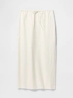 Linen-Blend Midi Skirt