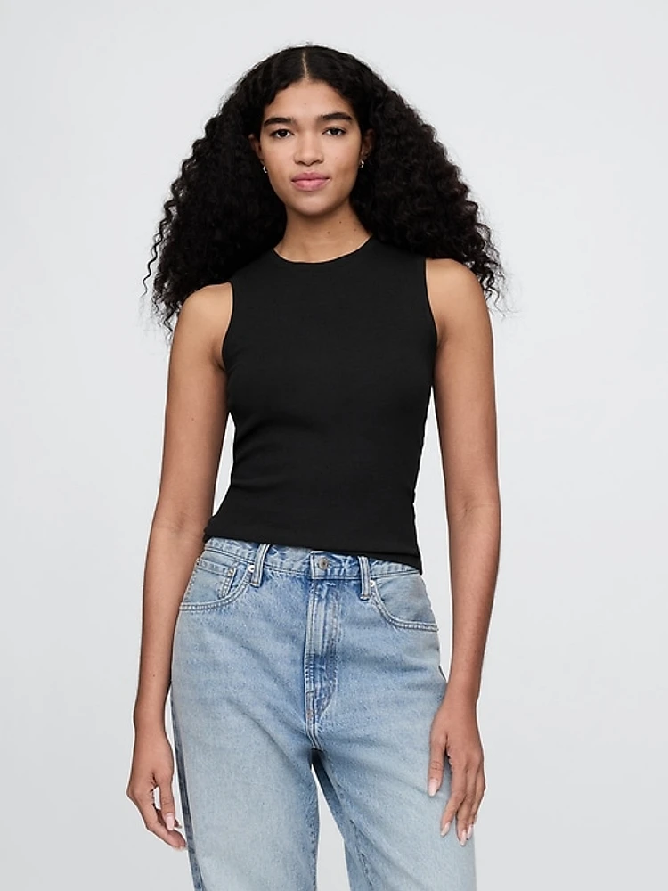 Modern Rib High Neck Top