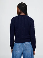 Classic Cable-Knit V-Neck Sweater