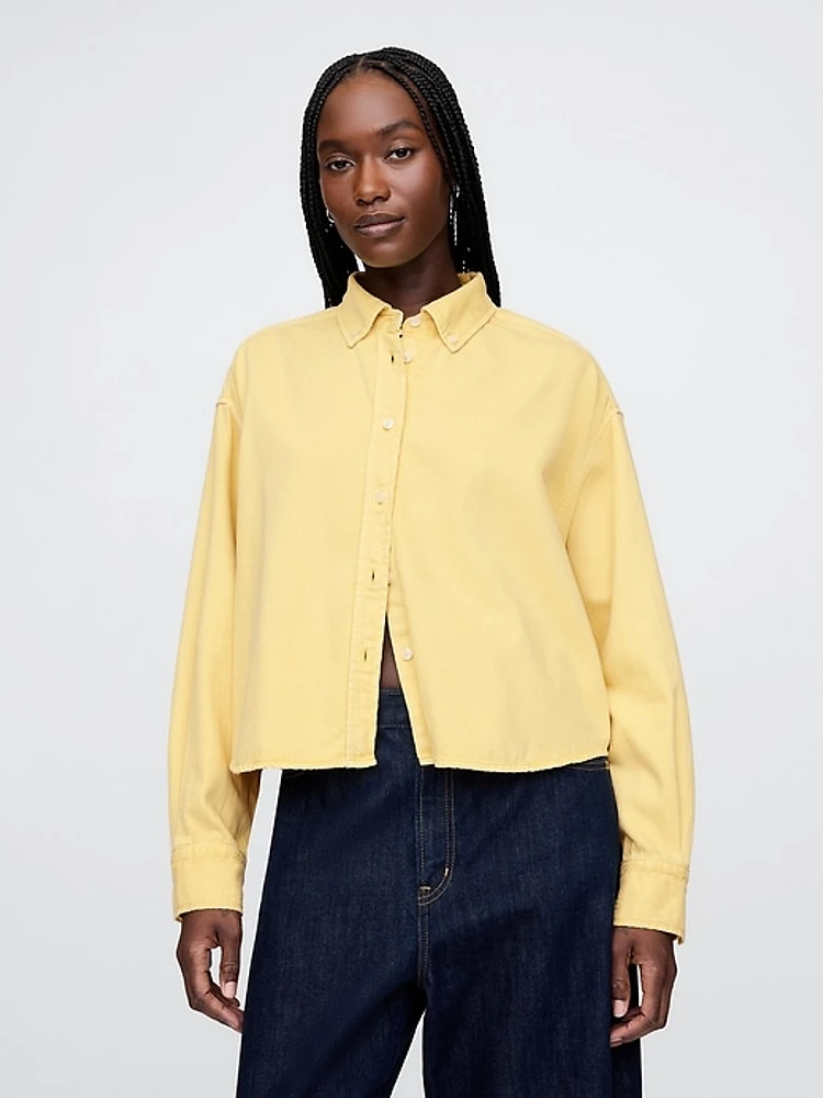 UltraSoft Denim Cropped Swing Shirt