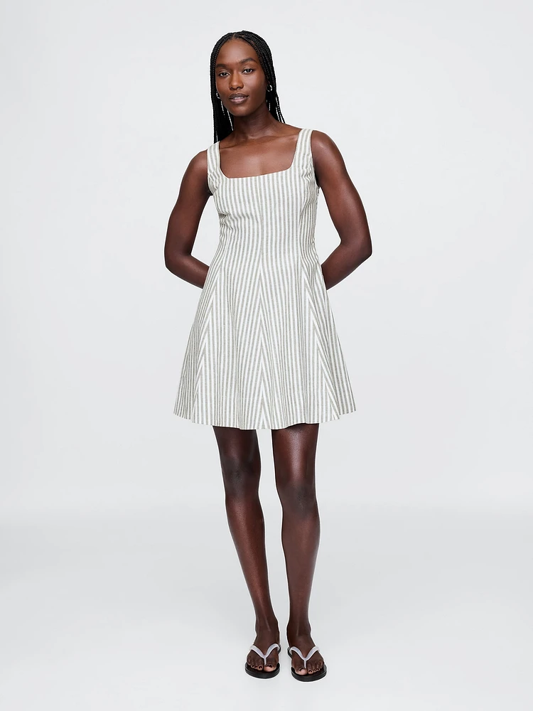 Linen-Blend Mini Dress