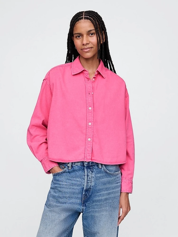 UltraSoft Denim Cropped Swing Shirt