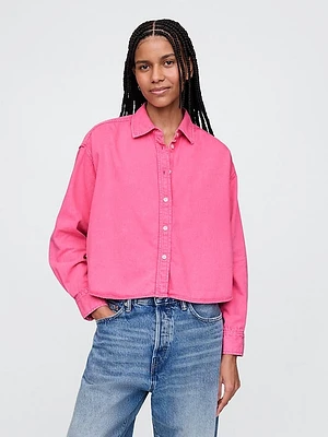 UltraSoft Denim Cropped Big Shirt