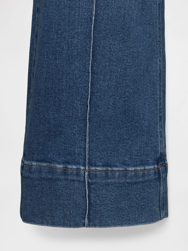 High Rise Stride Wide-Leg Ankle Jeans