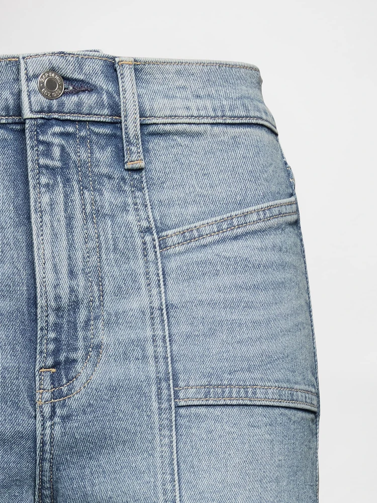 High Rise Stride Wide-Leg Ankle Jeans