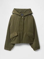 Hooded Nylon Cropped Jacket