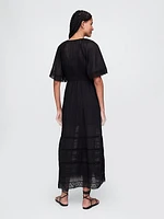 Lace-Trim Midi Dress