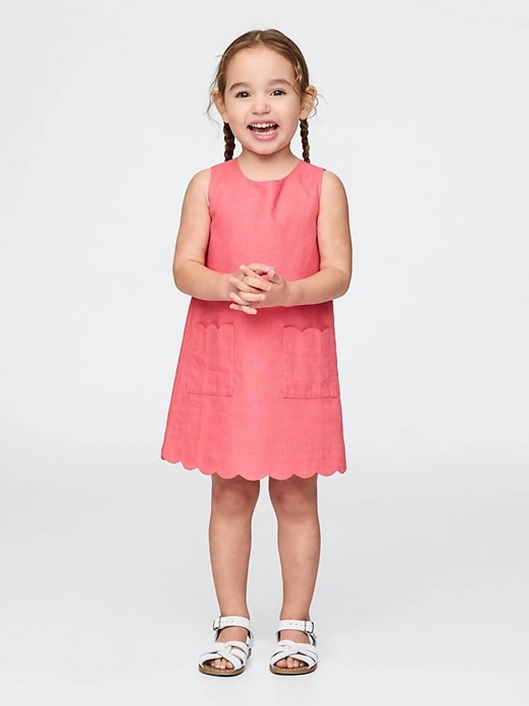 Baby & Toddler Linen-Cotton Scalloped Shift Dress