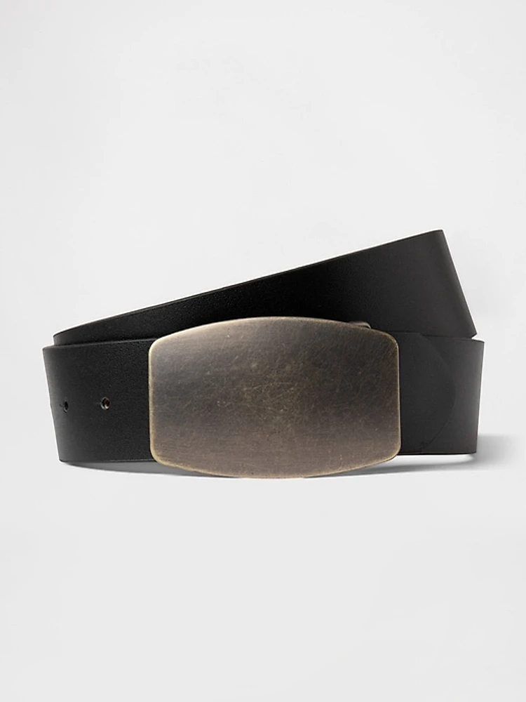 Vegan Leather Flat Buckle Belt