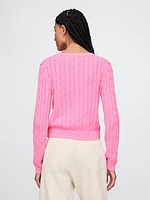 Classic Cable-Knit V-Neck Sweater