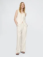 Linen-Blend Longline Vest