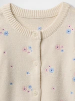 Baby Floral Embroidered Cardigan Sweater