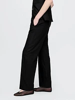 Linen-Blend Relaxed Straight Ankle Pants