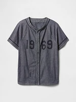 Denim 1969 Logo Baseball Jersey