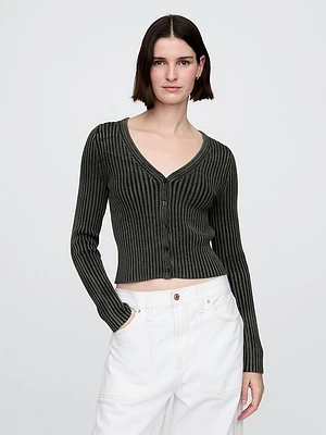 Cropped Plaited Rib Cardigan