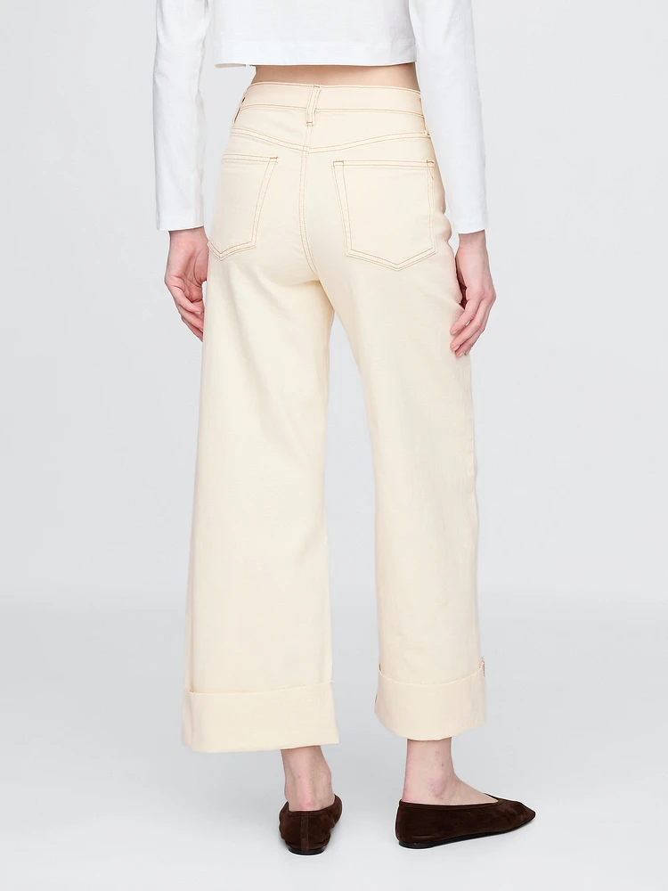 High Rise Stride Wide-Leg Ankle Jeans
