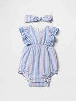 Baby Linen-Cotton Bubble Shorty Set