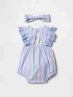 Baby Linen-Cotton Bubble Shorty Set