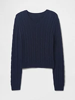 Classic Cable-Knit V-Neck Sweater