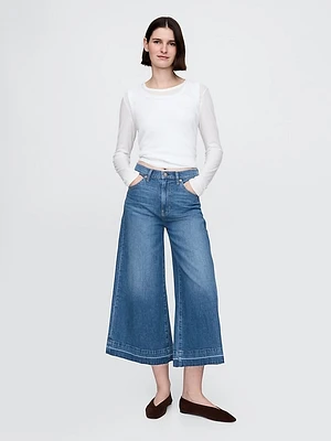 High Rise Denim Culotte Jeans