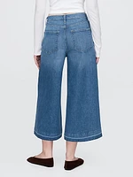 High Rise Denim Culotte Jeans