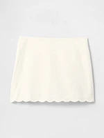 Linen-Blend Scalloped Mini Skirt