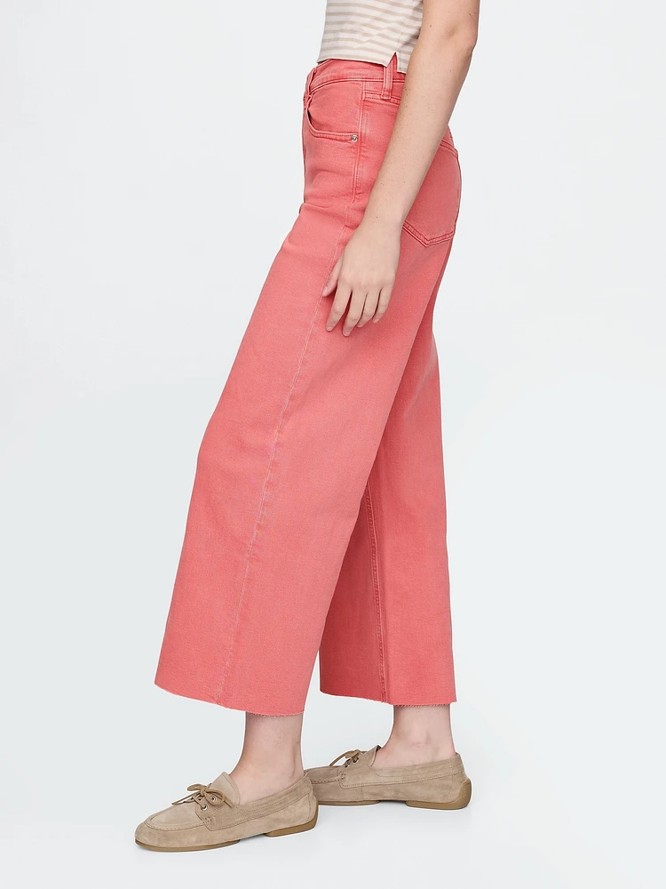 High Rise Stride Wide-Leg Ankle Jeans
