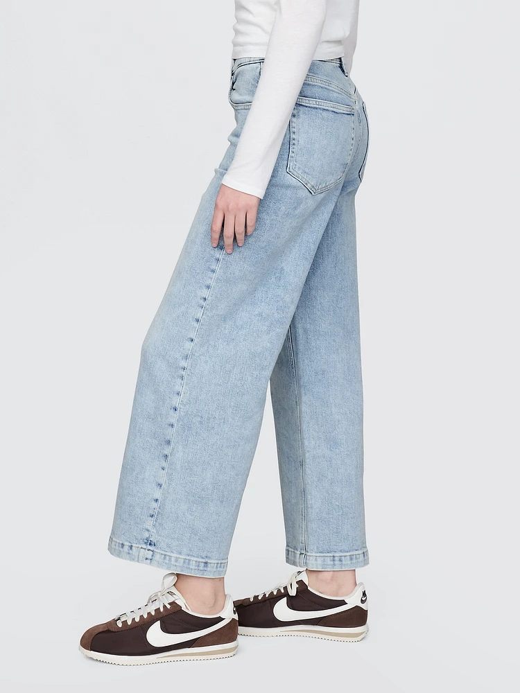High Rise Stride Wide-Leg Ankle Jeans