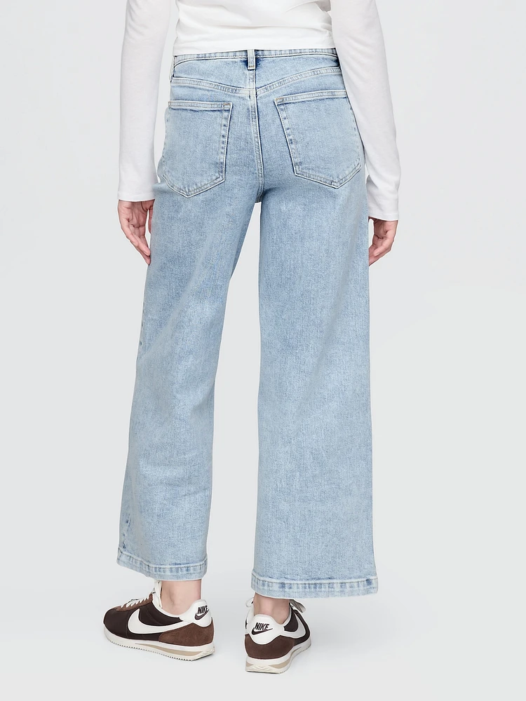 High Rise Stride Wide-Leg Ankle Jeans