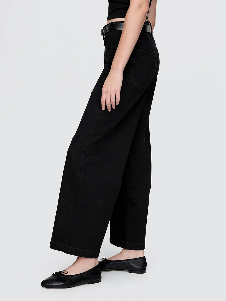 High Rise Stride Wide-Leg Ankle Jeans