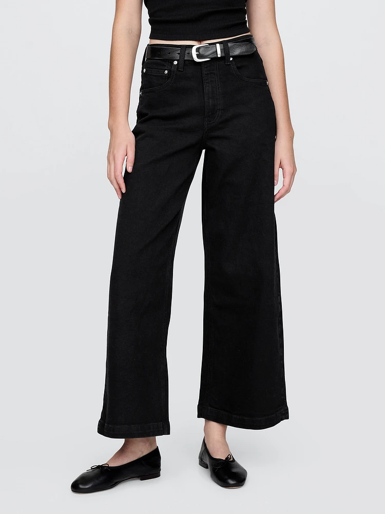 High Rise Stride Wide-Leg Ankle Jeans