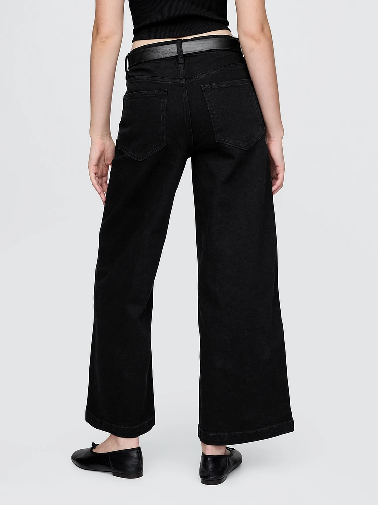 High Rise Stride Wide-Leg Ankle Jeans
