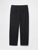 Linen-Blend Relaxed Straight Ankle Pants