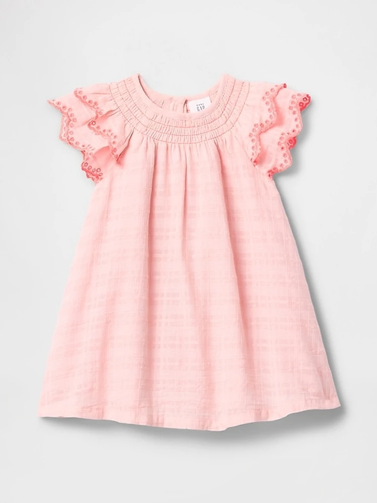 Baby Flutter-Sleeve Cotton Dress