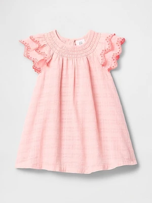 Baby Flutter-Sleeve Cotton Dress