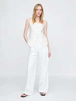 Linen-Blend Square-Neck Longline Vest