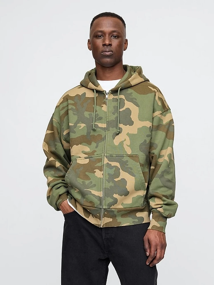 Extra Heavyweight Camo Zip Hoodie