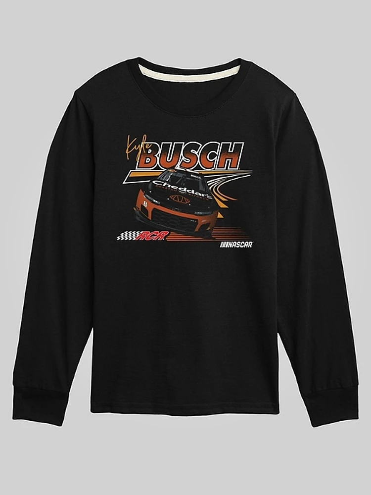 Kids NASCAR Kyle Busch Race Lines Long Sleeve Graphic Tee