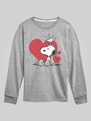 Toddler Peanuts Snoopy And Woodstock Heart Long Sleeve Graphic Tee